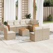 Set de sofás de jardín 9 pzas con cojines ratán sintético beige