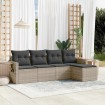 Set de sofás jardín y cojines 5 pzas ratán sintético gris claro