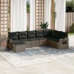 Set de sofás de jardín 8 pzas y cojines ratán sintético gris