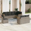 Set de sofás de jardín 8 pzas y cojines ratán sintético gris