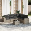 Set de sofás de jardín 7 pzas con cojines ratán PE gris claro