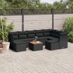 Set de sofás de jardín 10 pzas cojines ratán sintético negro