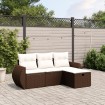 Set de sofás de jardín 4 pzas y cojines ratán sintético marrón