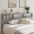 Cabecero de cama con luz LED gris hormigón 220x17x102