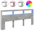 Cabecero de cama con luz LED gris hormigón 220x17x102