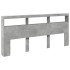 Cabecero de cama con luz LED gris hormigón 220x17x102