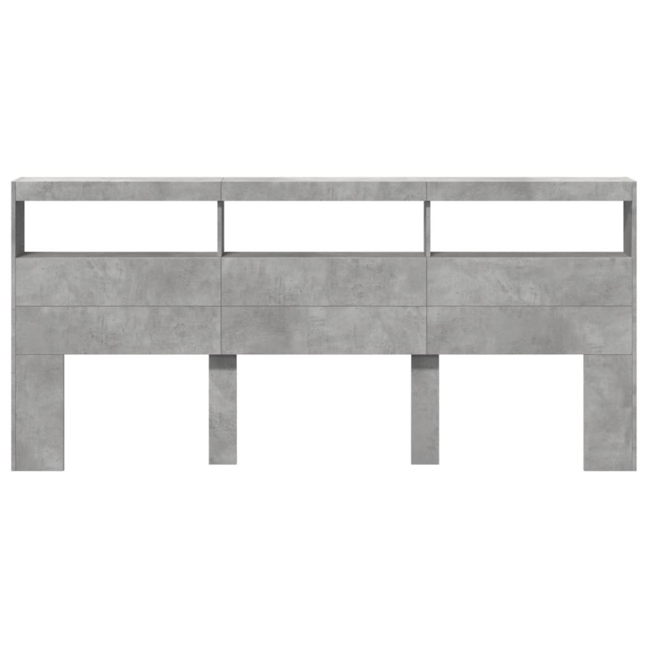 Cabecero de cama con luz LED gris hormigón 220x17x102