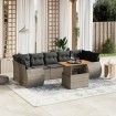 Set de sofás de jardín 8 pzas y cojines ratán sintético gris