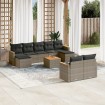 Set de sofás de jardín 10 pzas con cojines ratán sintético gris