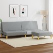 Sofá cama de 2 plazas con taburete tela gris claro