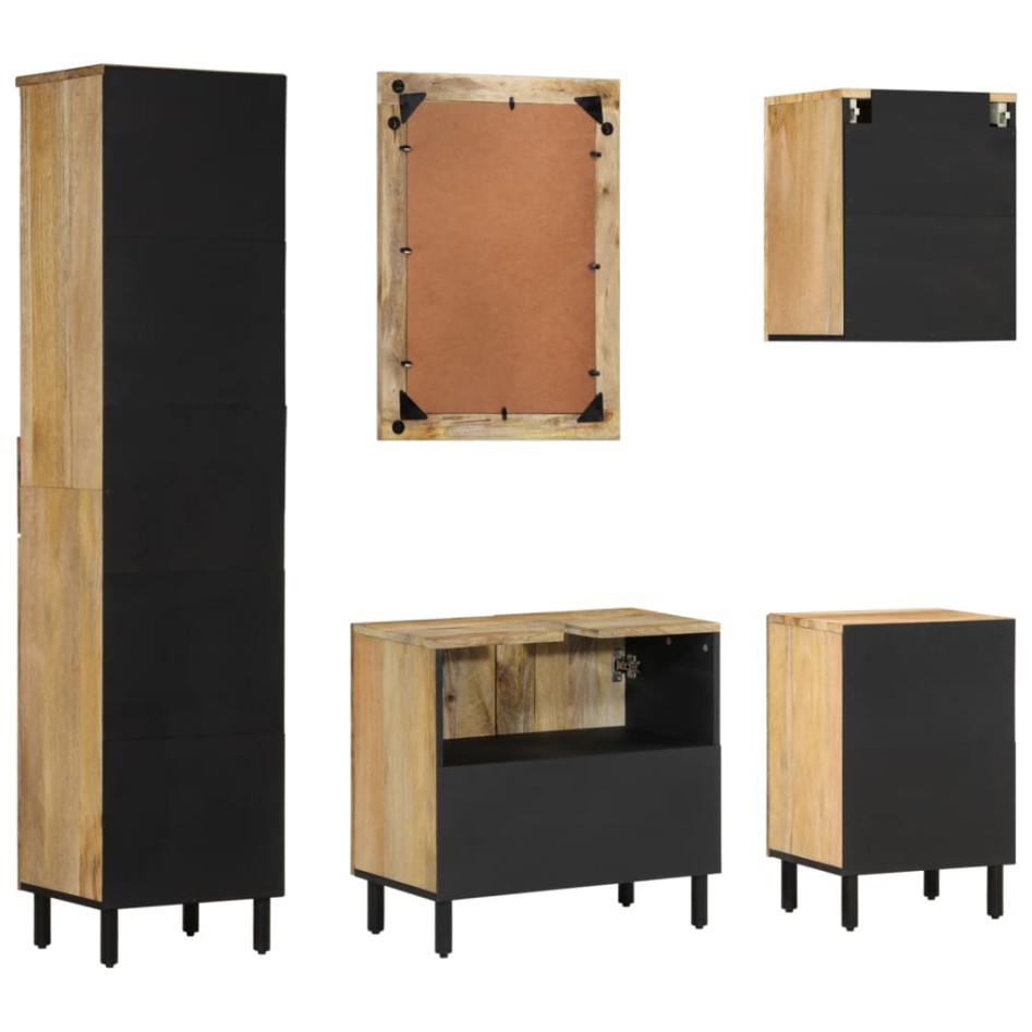 Conjunto de muebles de baño 5 piezas madera maciza de