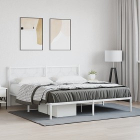 Estructura cama sin colchón con cabecero metal blanco