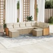 Set de sofás de jardín 9 pzas con cojines ratán sintético beige