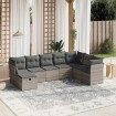 Set de sofás de jardín 8 pzas y cojines ratán sintético gris