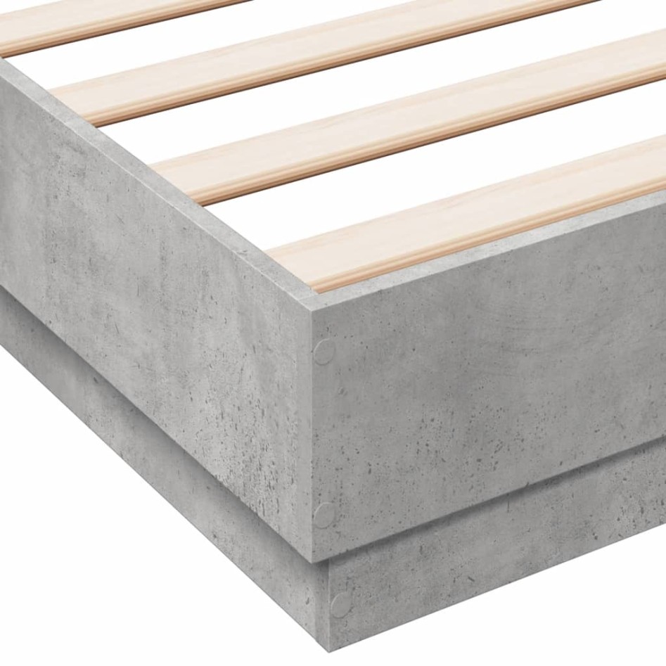 Estructura de cama madera de ingeniería gris hormigón