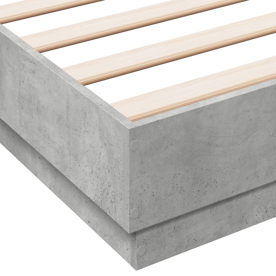 Estructura de cama madera de ingeniería gris hormigón
