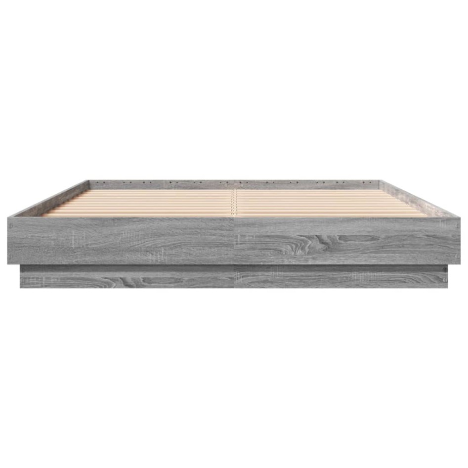 Estructura de cama madera de ingeniería gris Sonoma 160x200