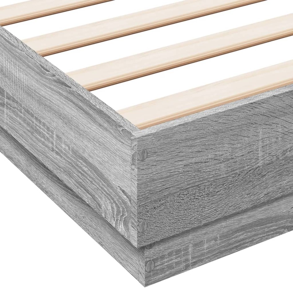 Estructura de cama madera de ingeniería gris Sonoma 160x200
