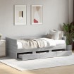 Sofá cama con cajones sin colchón gris Sonoma 100x200 cm