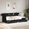 Sofá cama con cajones sin colchón negro 100x200 cm