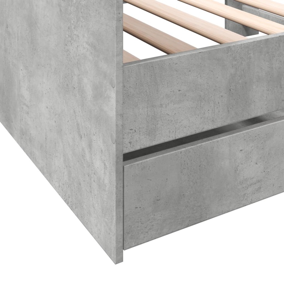 Sofá cama con cajones sin colchón gris hormigón 75x190