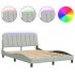 Estructura cama con luces LED terciopelo gris claro 140x200