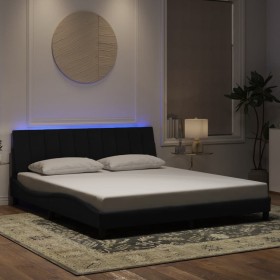 Estructura de cama con luces LED terciopelo negro 180x200