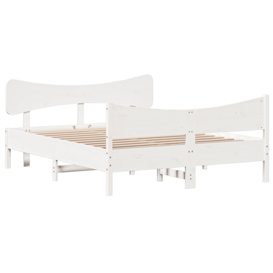 Estructura de cama sin colchón madera de pino blanca 140x200