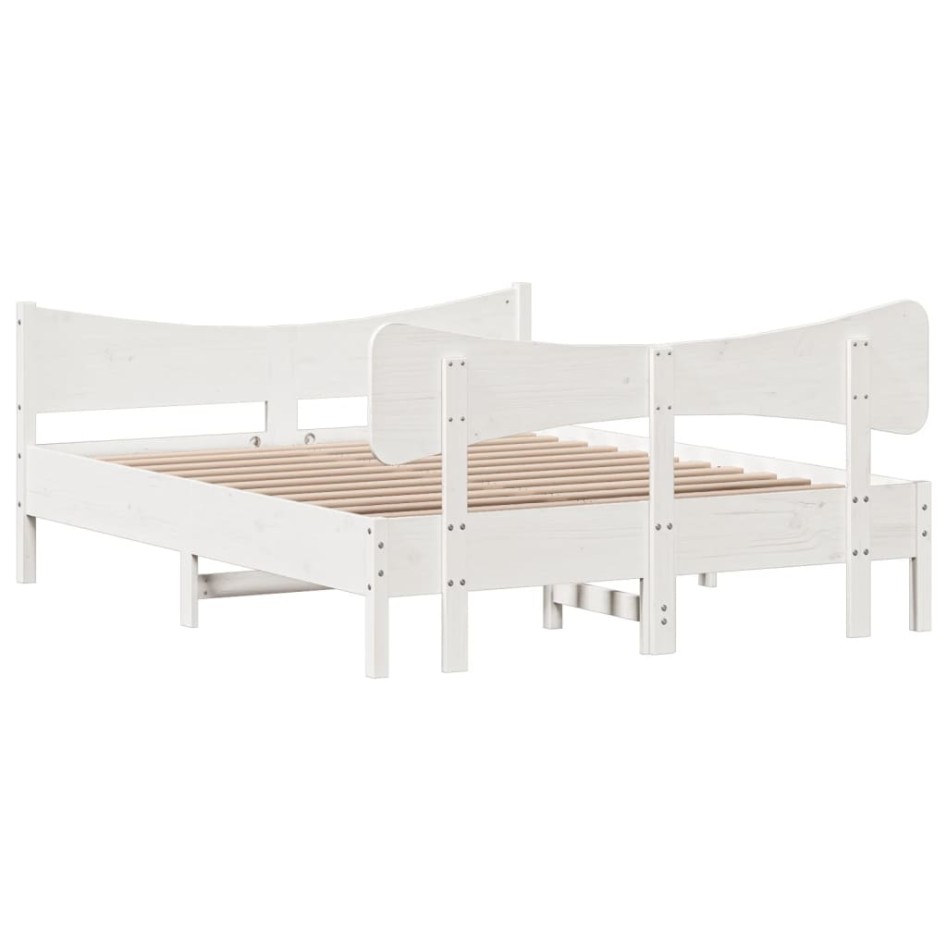 Estructura de cama sin colchón madera de pino blanca 140x200