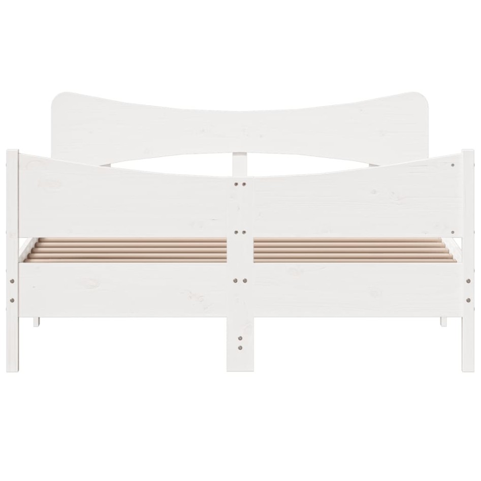 Estructura de cama sin colchón madera de pino blanca 140x190