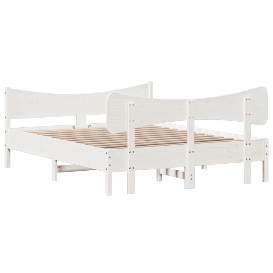 Estructura de cama sin colchón madera de pino blanca 140x190