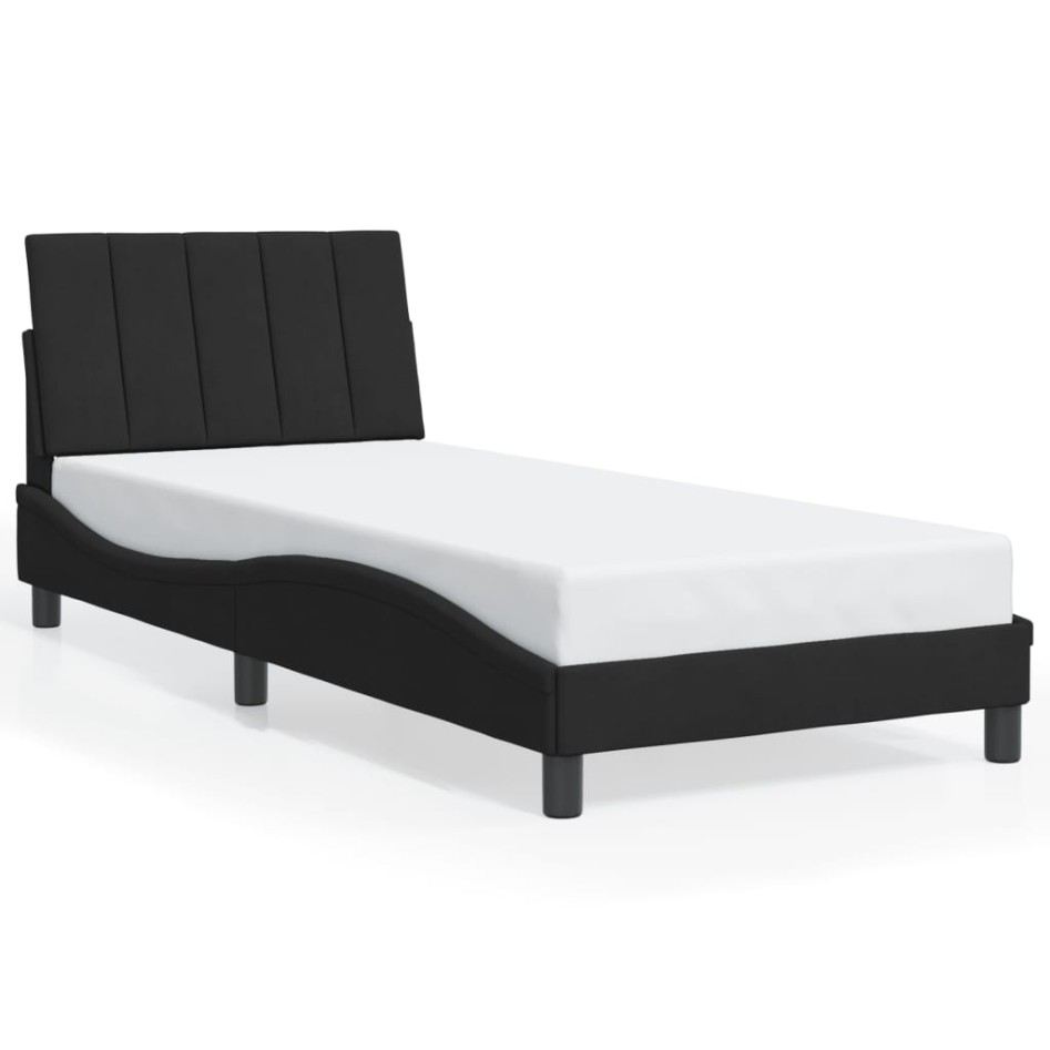 Estructura de cama sin colchón terciopelo negro 90x190