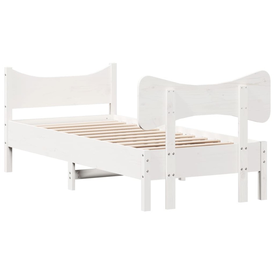 Estructura de cama sin colchón madera maciza blanca 75x190