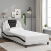 Estructura de cama con cabecero cuero sintético blanco y negro