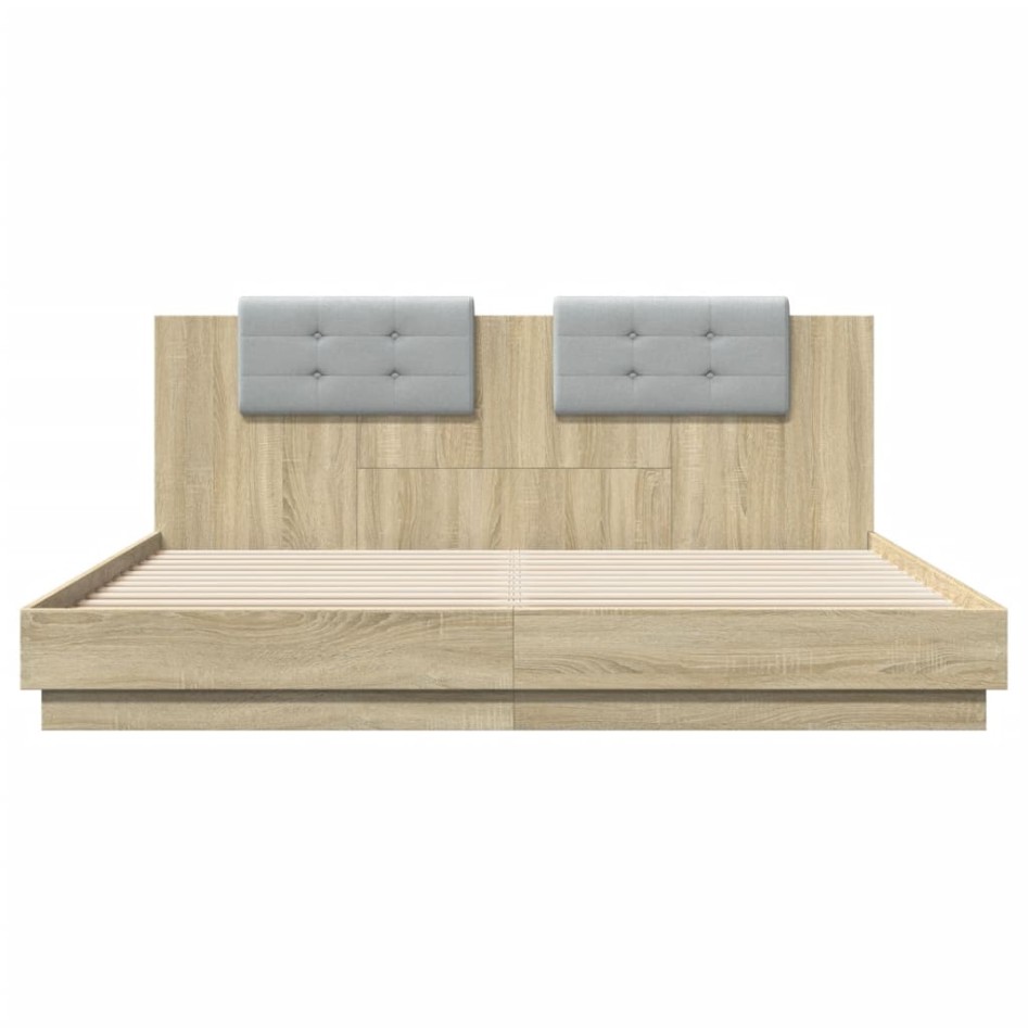 Cama con cabecero madera de ingeniería roble Sonoma 180x200