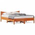 Cama sin colchón madera maciza pino marrón cera 150x200