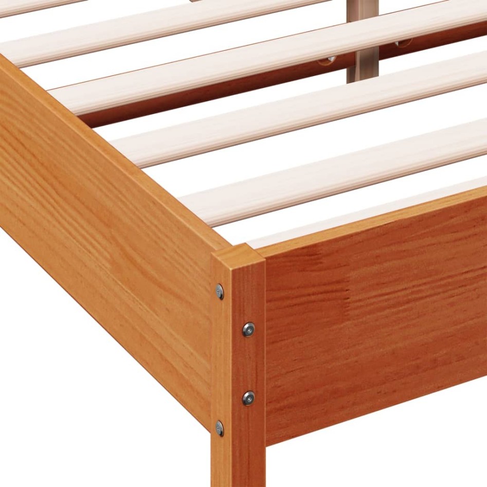 Cama sin colchón madera maciza pino marrón cera 150x200
