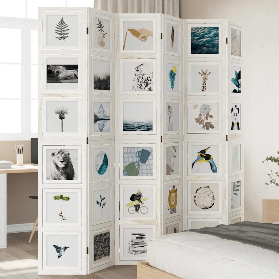 Biombo separador de 6 paneles madera maciza Paulownia