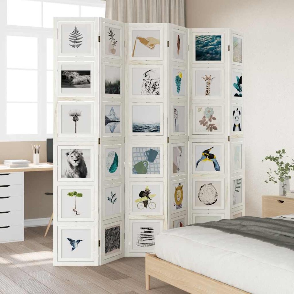 Biombo separador de 6 paneles madera maciza Paulownia