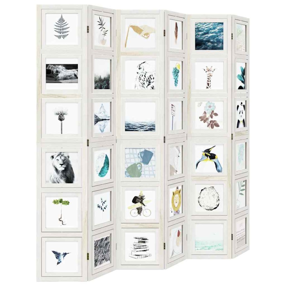 Biombo separador de 6 paneles madera maciza Paulownia