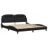 Estructura cama LED sin colchón cuero sintético negro