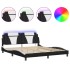 Estructura de cama con LED sin colchón negro blanco 180x200