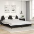 Estructura de cama con LED sin colchón negro blanco 180x200