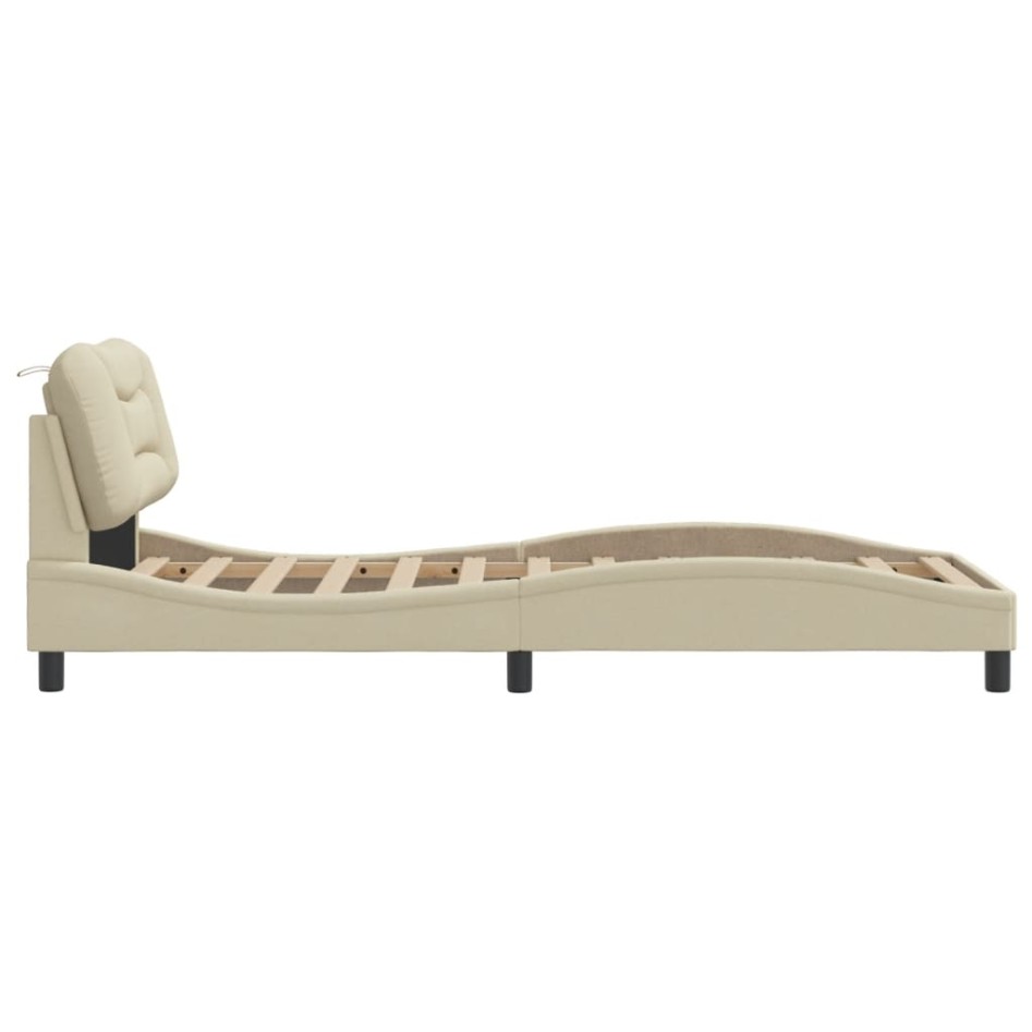 Estructura de con LED sin colchón tela crema 80x200