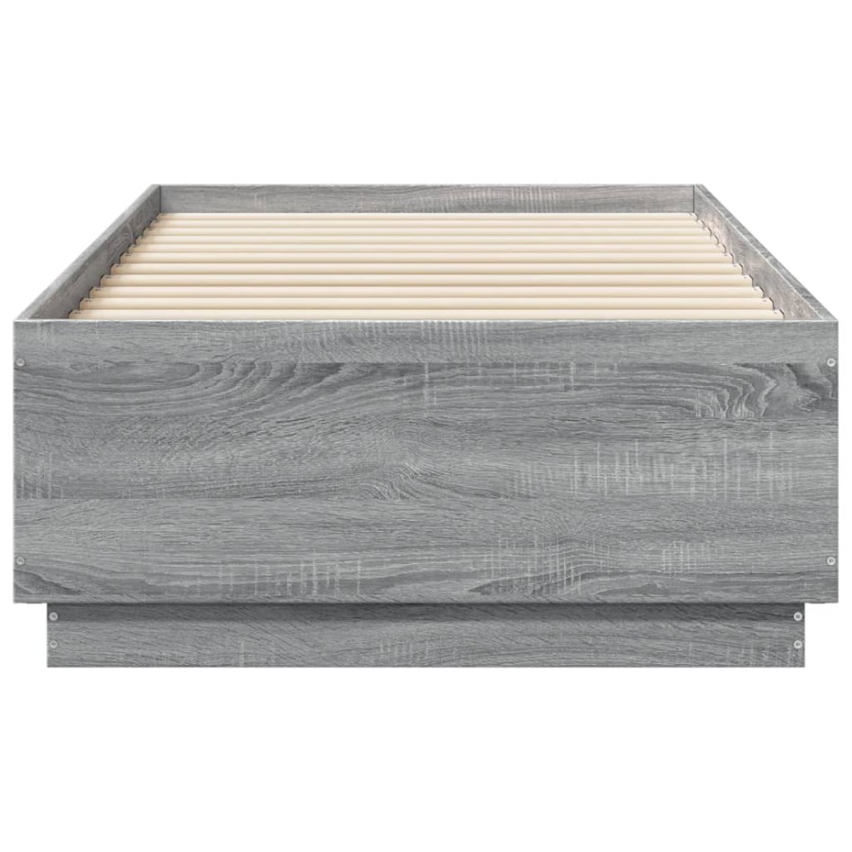 Estructura cama con luces LED madera gris Sonoma 90x190