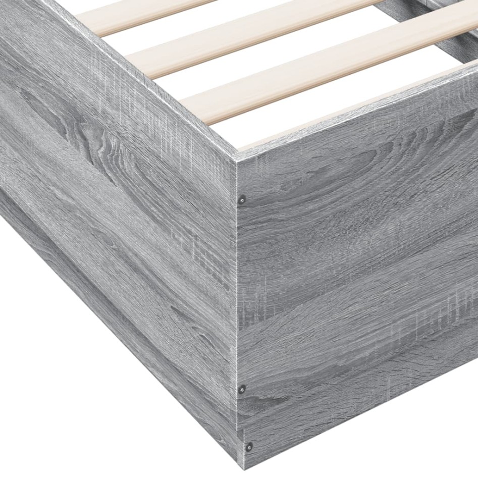 Estructura cama con luces LED madera gris Sonoma 90x190
