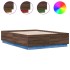 Estructura cama con luces LED madera roble marrón 135x190