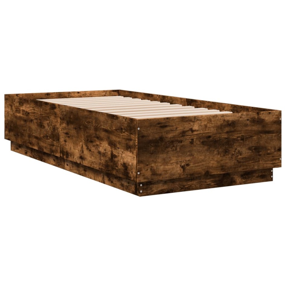 Estructura de cama madera de ingeniería roble humo 75x190