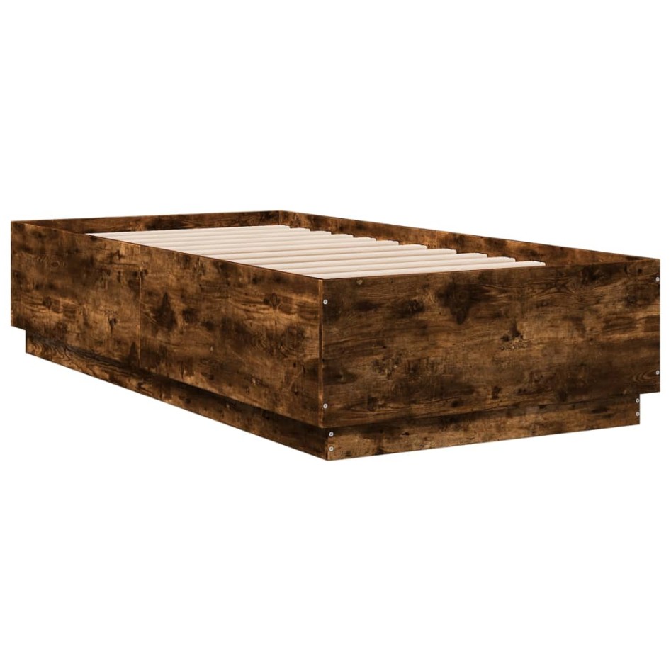 Estructura de cama madera de ingeniería roble humo 75x190