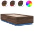 Estructura cama con luces LED madera marrón roble 75x190